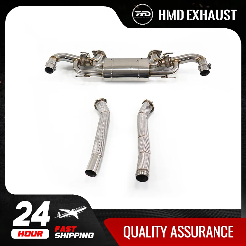 HMD Stainless Steel Car Exhaust System downpipe For Aston Martin DB11 V8 4.0T catback front pipe with heat shield valve exhaust