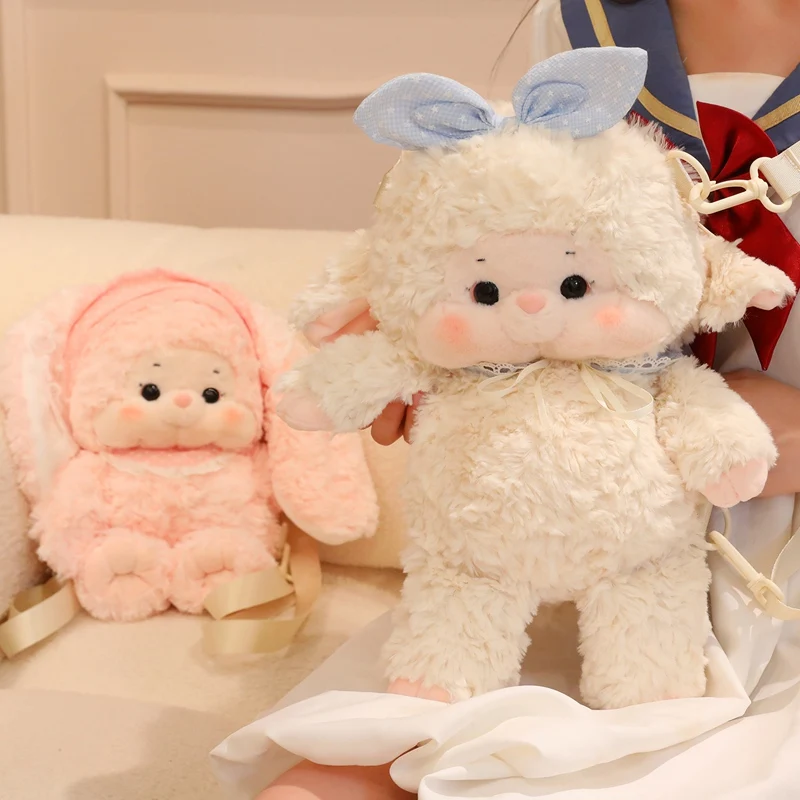 กระเป๋าเป้สะพายไหล่ตุ๊กตาการ์ตูนกระต่ายและแกะ สำหรับเด็กผู้หญิงและเด็กผู้ชาย กระเป๋าเป้ขนาดเล็กน่ารักสำหรับไปโรงเรียน ของขวัญวันเกิด