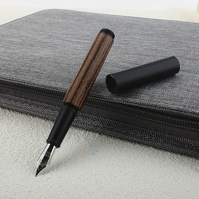 Black Forest Mini Fountain Pen Metal Wood  Ink Pen Spin EF F M Nib Stationery Office School Supplies Writing Gift