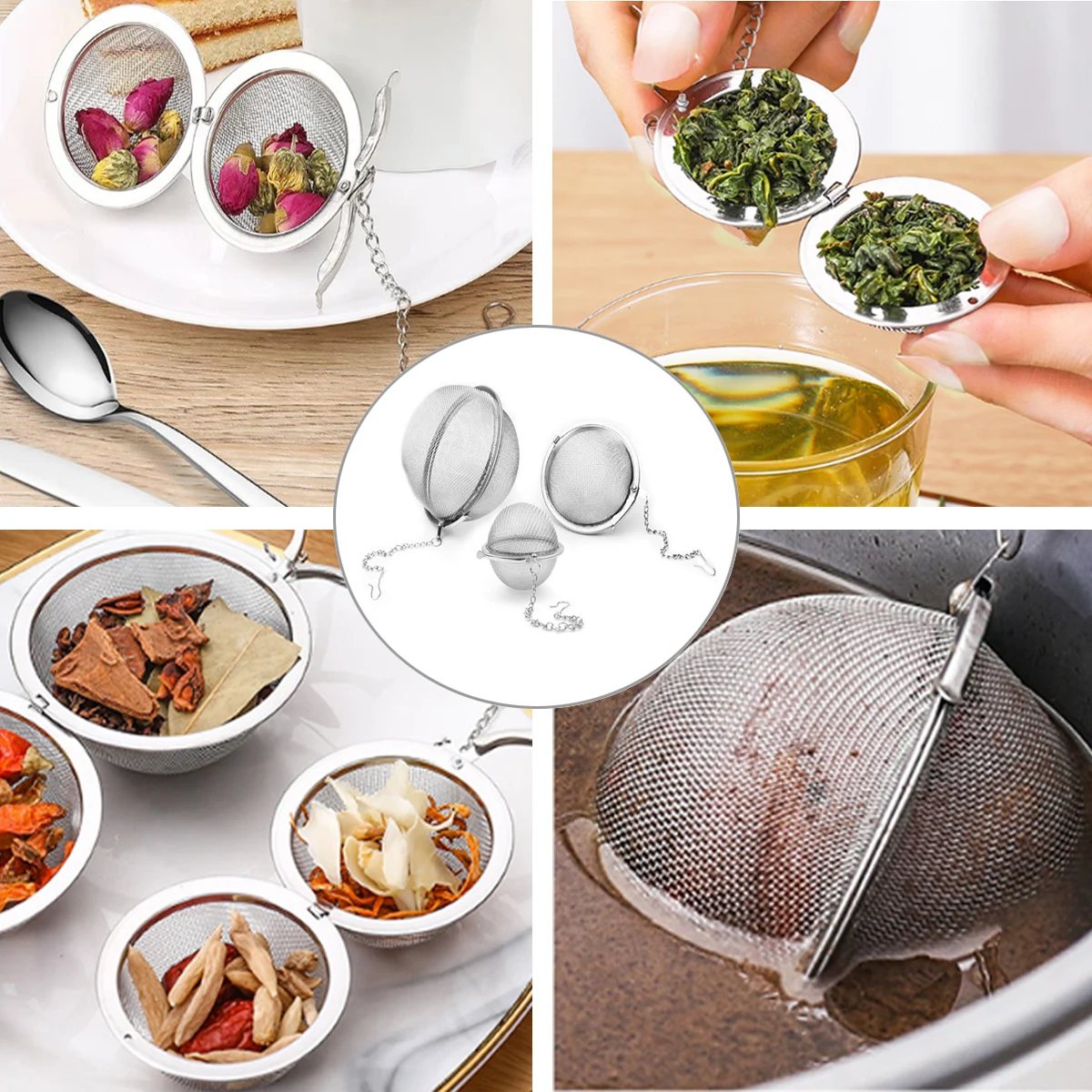 304 Seasoning Ball Stainles Steel Tea Infuser Soup Hot Pot Spice Ball Leak Weibao Tea Filter Suitable For Cup Or Small Teapots