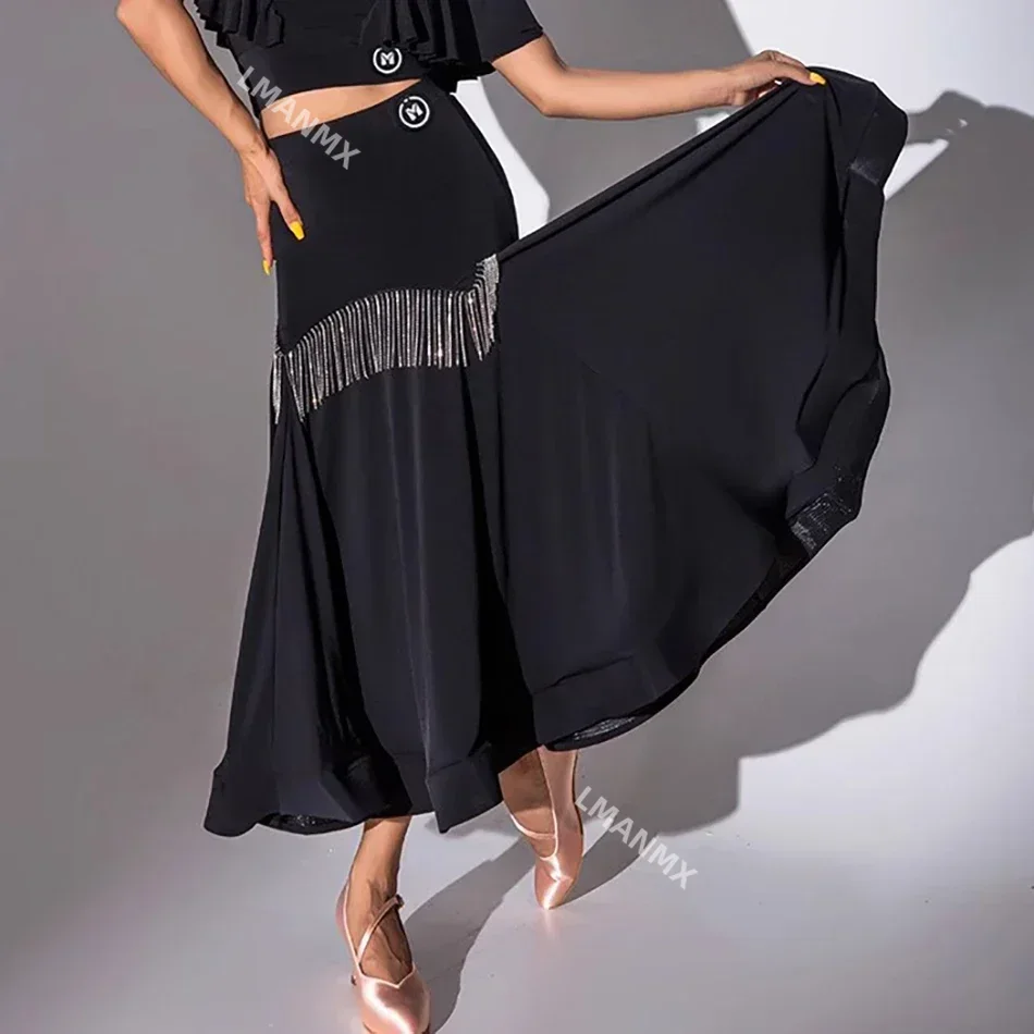 Lotus Long Skirt Female Latin Dance Dress Women Ballroom Dance Samba Rumba Stage Performance Dancewear