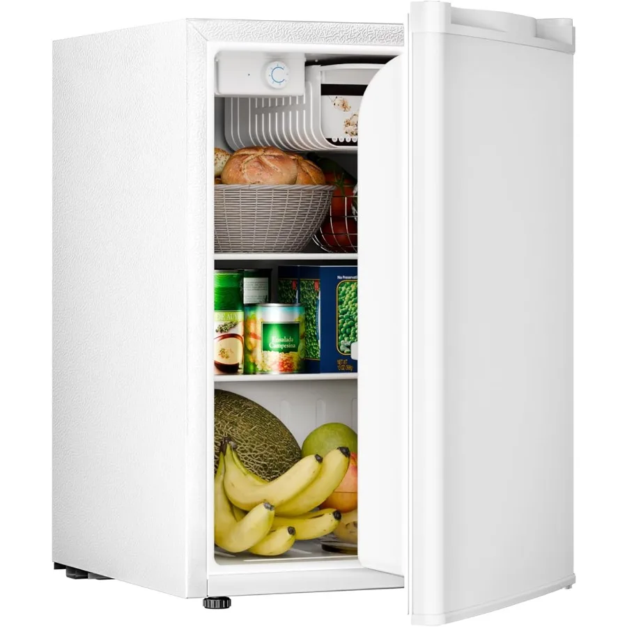 

2.6 Cu.Ft. Compact Refrigerator with Freezer Mini Fridge Single Door with Adjustable Thermostat Removable Glass Shelves for Apa