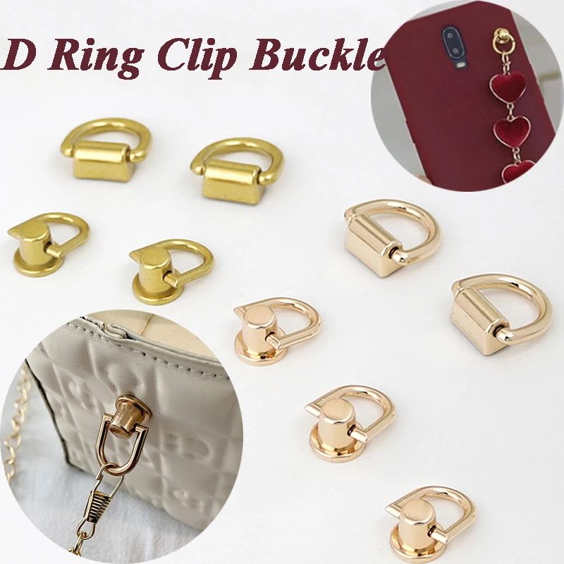 D Metal Ring  Bag Strap Belt Hanger Bag Side Clip Buckles Screw Handbag Chain Handles Connector DIY Bag Hardware Accessories