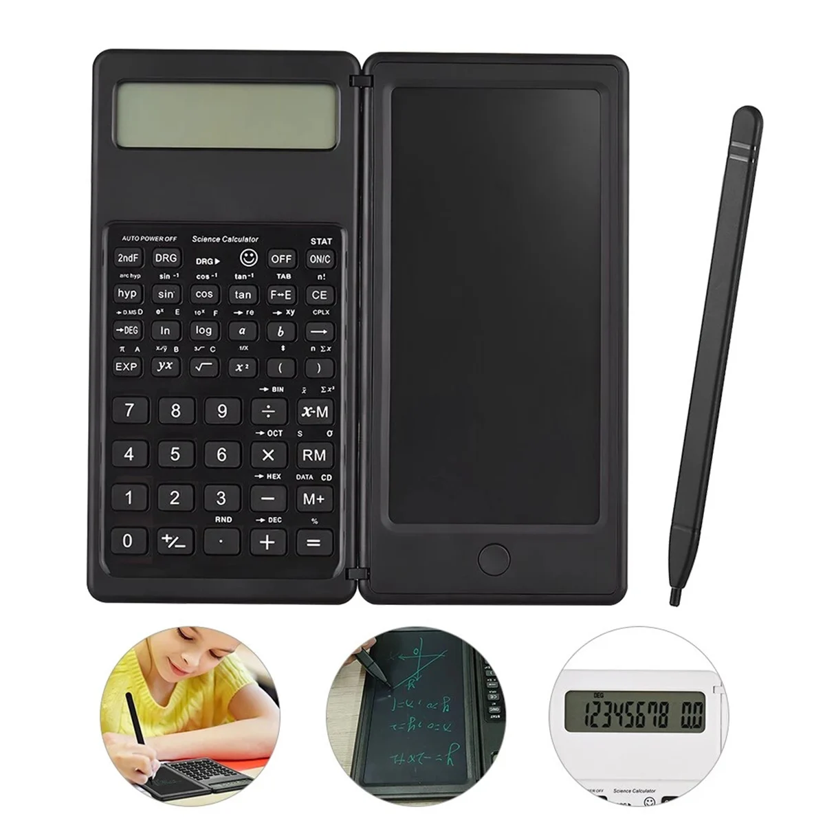 Upgraded Solar Scientific Calculator with LCD Notepad Functions Professional Portable Foldable Calculator for Students