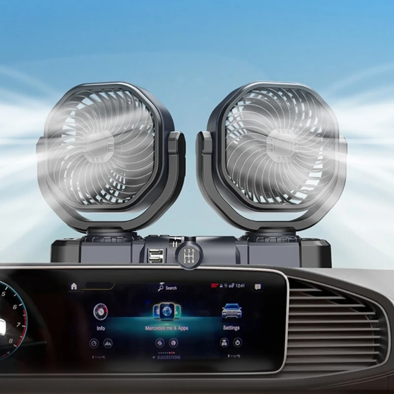 Multiple Position Double Blade Cooling Fan With Adjustable Angles Quiet Operation For Enhanced Air Circulation On The Go