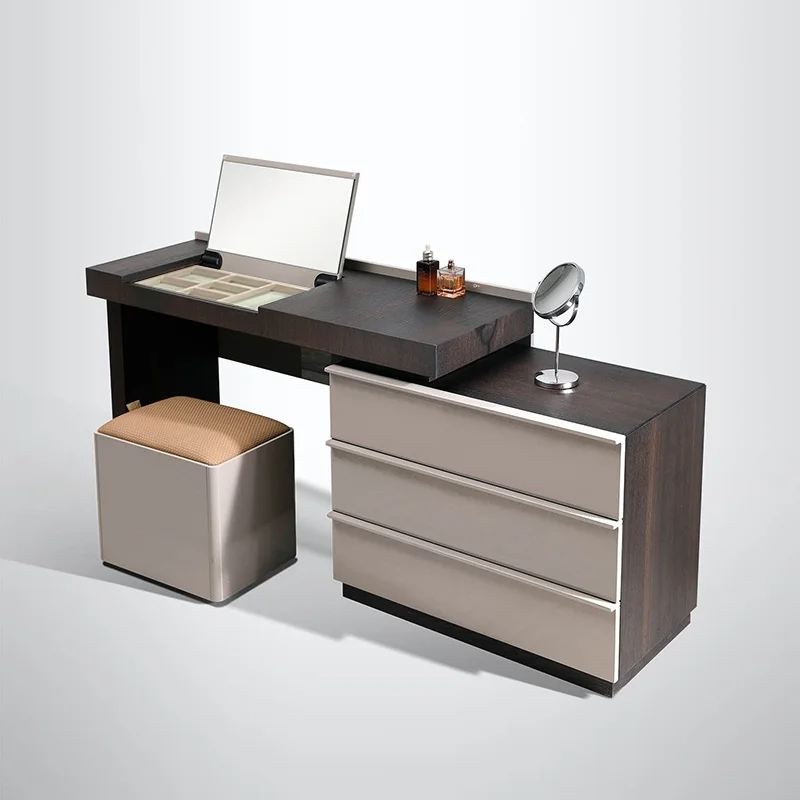 

Italian Brown Dressing Table Storage European Luxury Modern Dressing Table White Drawers Postazione Makeup Furniture For Home