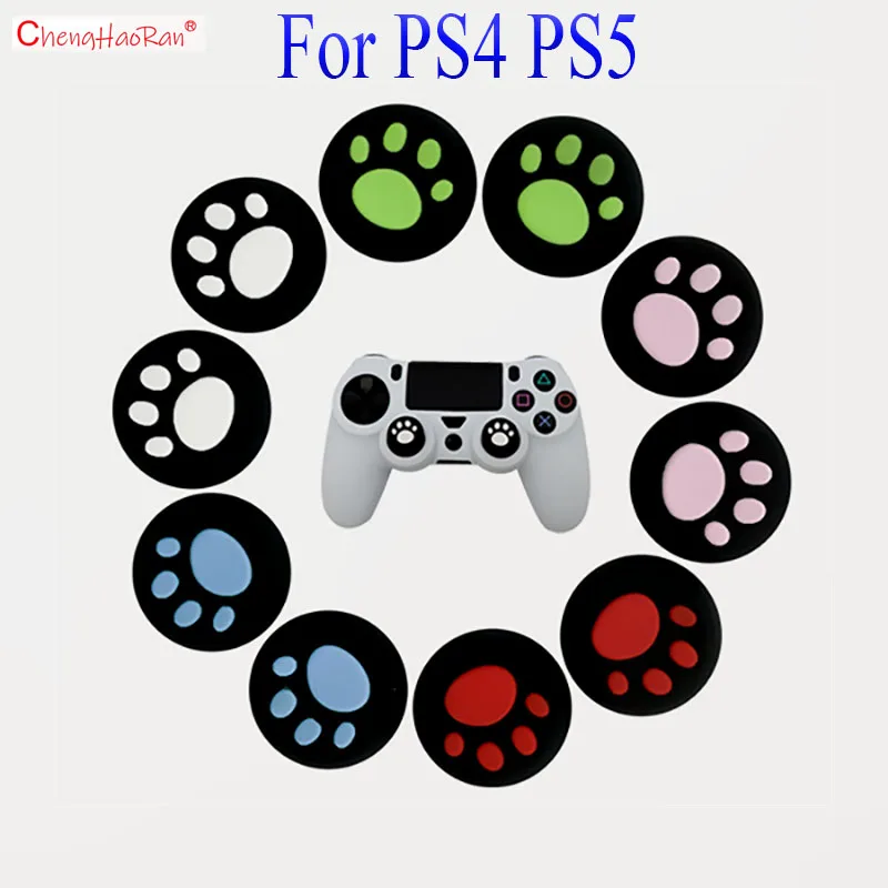 

2PCS Currency Cute Cat Paw Silicone Joystick Cap For PS4 PS5 SLIM PRO Game Console Controller Anti Slip Protective Cap Replac