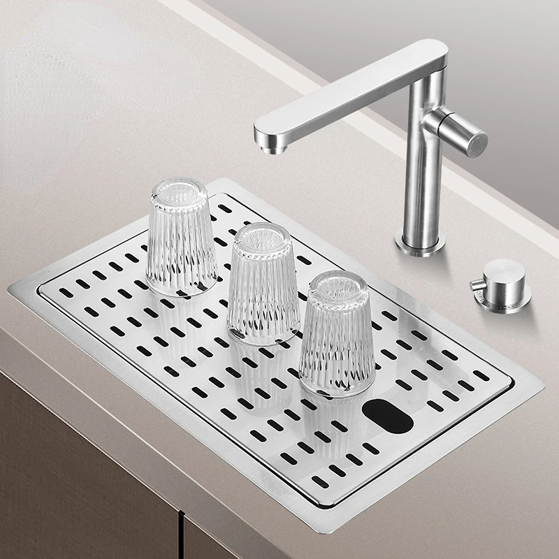 

Kitchen Sink 304 Stainless Steel Bar Counter Small Pool Tea Room Thickened Single Tank Suit