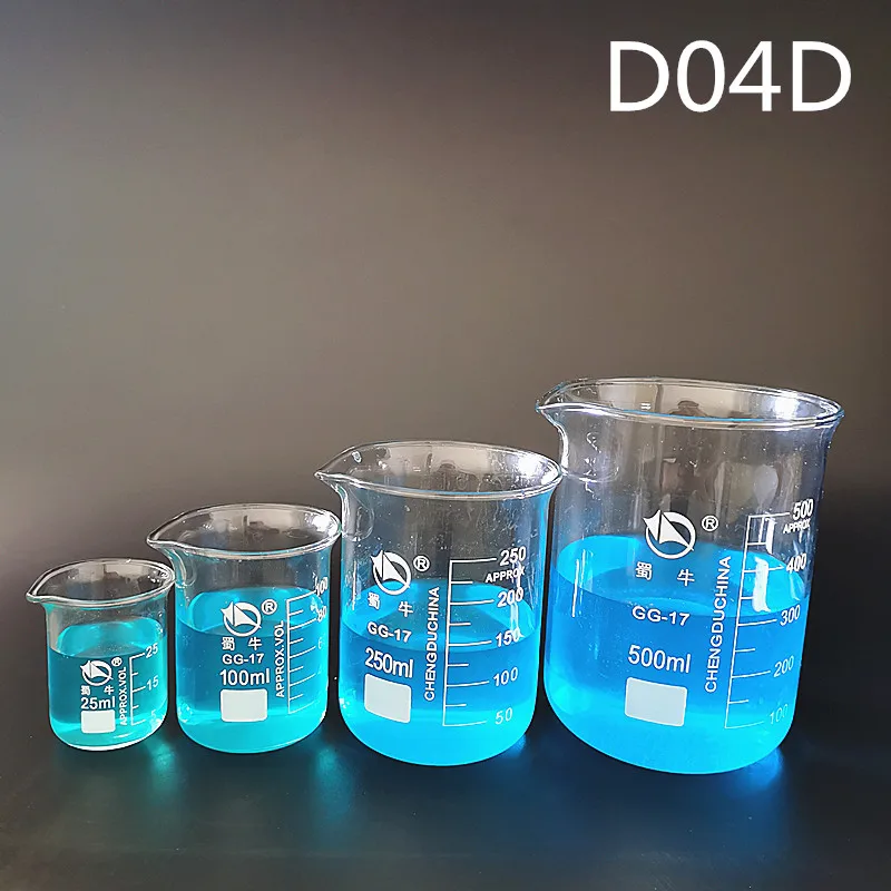 25ml-800ml 1Set Labor Borosilikatglas Becher Alle Größen Chemische Experiment Labor Ausrüstung Messbecher