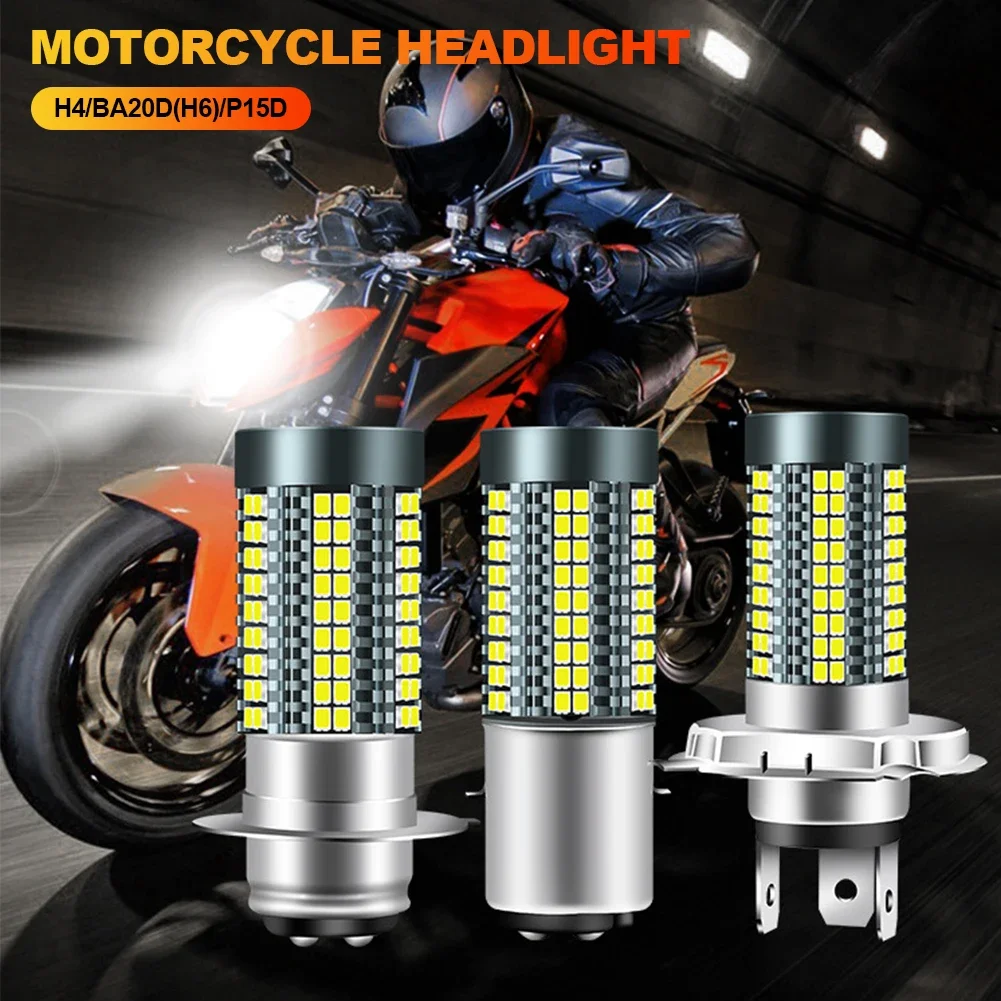 1Pc H4/H6/BA20D/P15D 12V-24V LED Motor Bulb Motorcycle Headlight 126smd Chips Waterpoof Lamp Car Headlight Bulbs Hi Lo Light