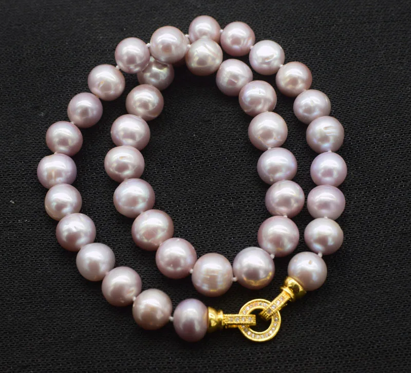 WOW!  freshwater pearl AA  purple near round 10~11mm  necklace 18inch nature wholesale