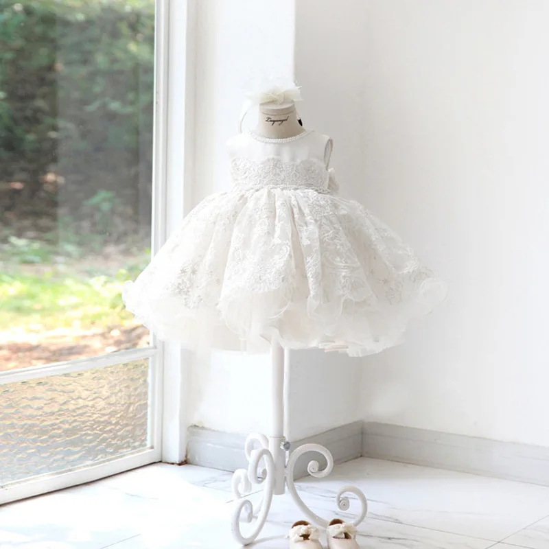 High End Baby Girls 1 st Birthday Baptism Princess Ball Gown Children Cute Sleeveless Party Wedding Fluffy Dress g22