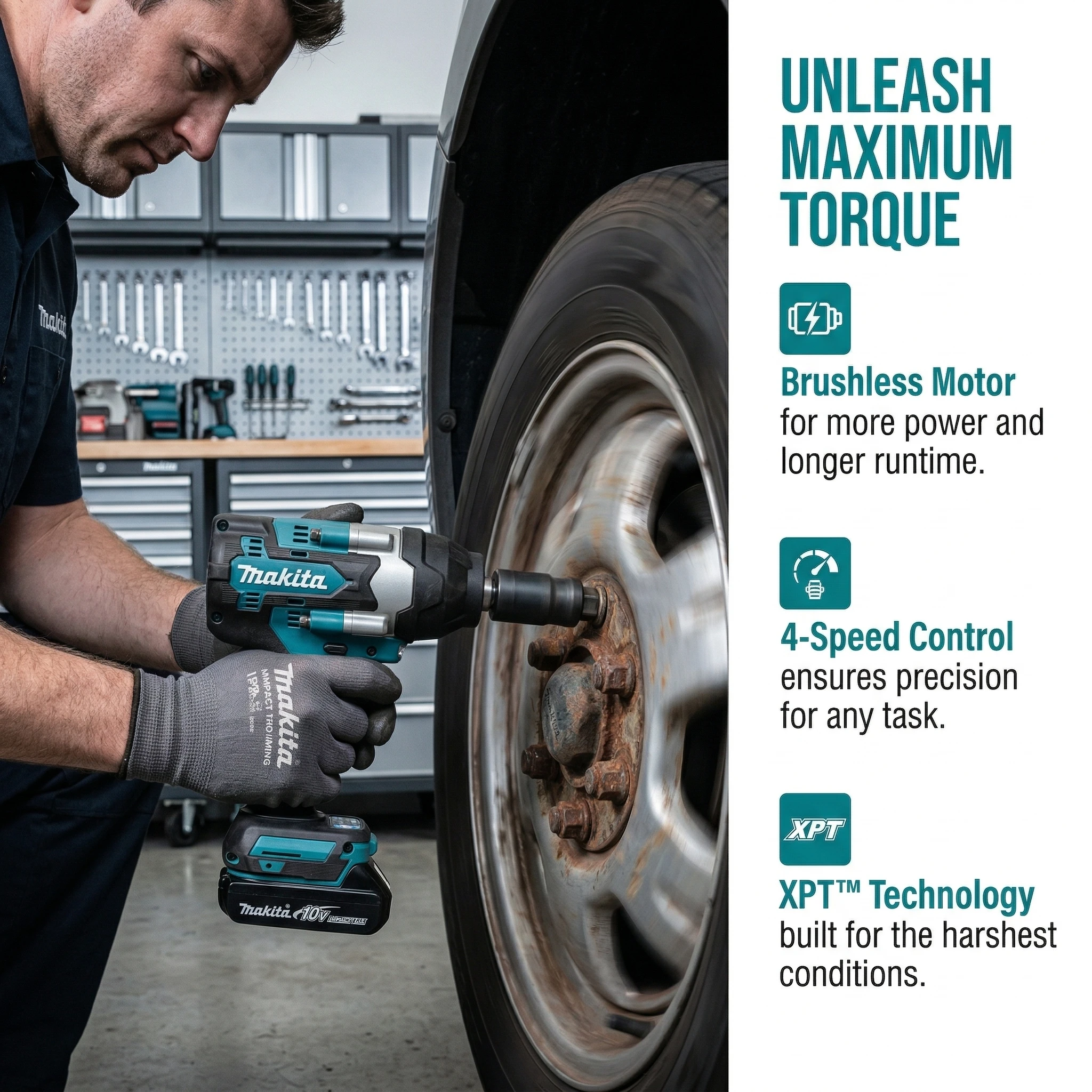 Makita DTW700 18V Cordless Brushless Impact Wrench 1000N·m 1/2 Inch Drive for Auto Repair and Industrial Maintenance Tasks
