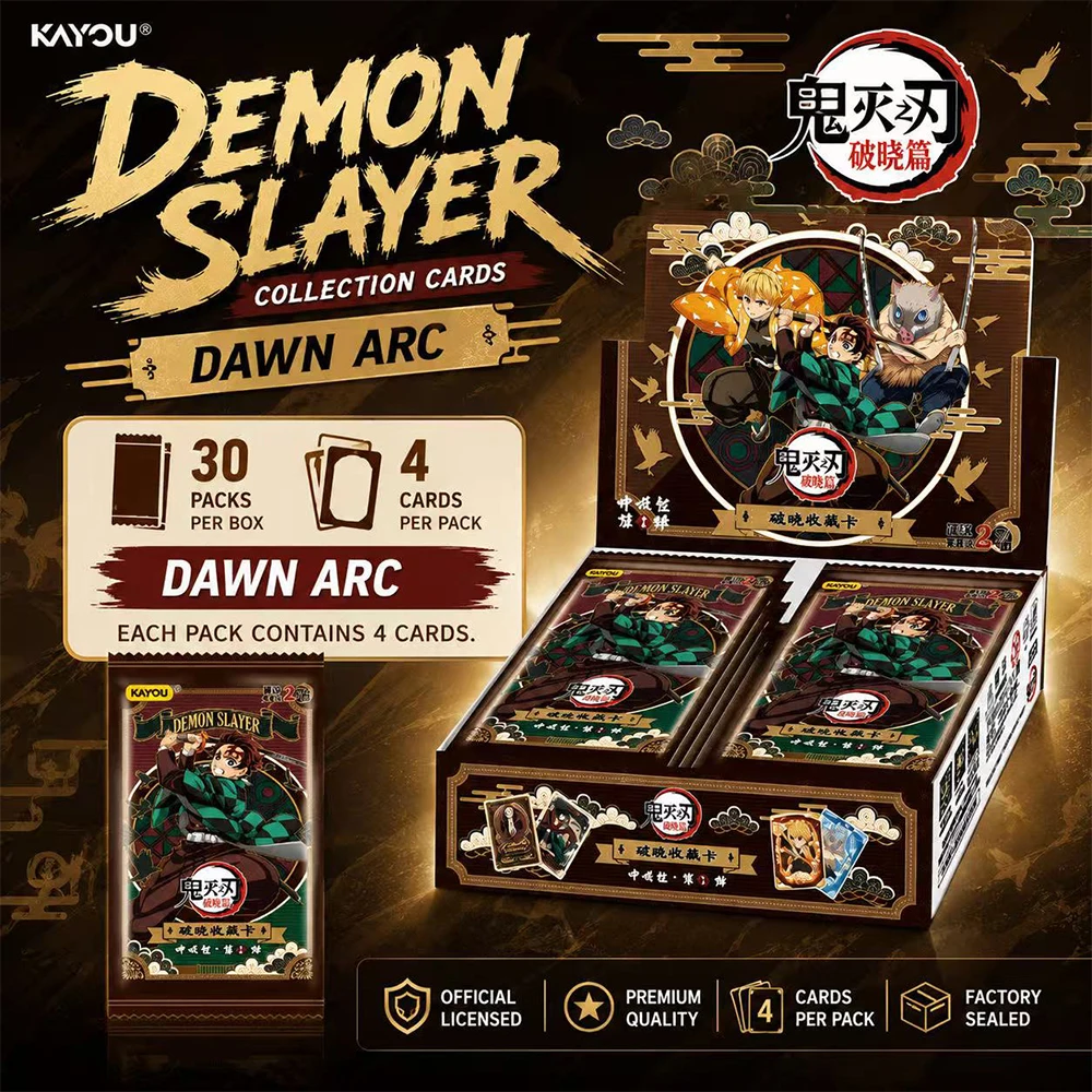 KAYOU Demon Slayer Trading Cards Infinity Castle&Dawn Arc Booster Box Anime TCG Rare Collection Card Kids Birthday Gift
