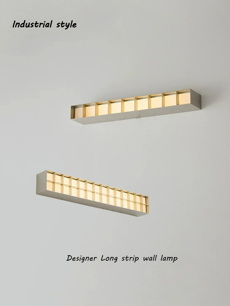 Bauhaus Strip Wall Lamp Retro Industrial Style Square Silvery Metal Wall Light Aisle Living room Bedroom Study Stairs LED Sconce
