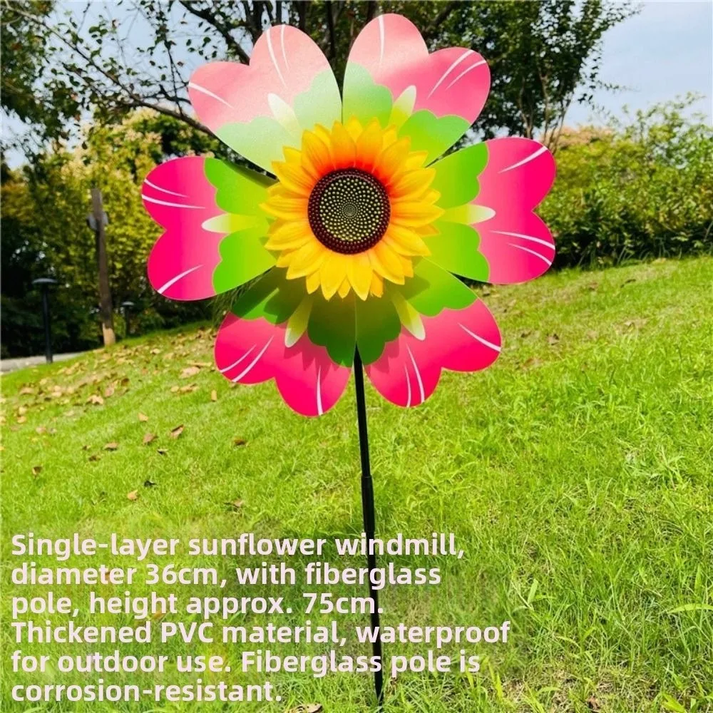 Mulino a vento girasole multistile PVC diametro 36 cm palo in piedi prato fiore girandola girasole rotante