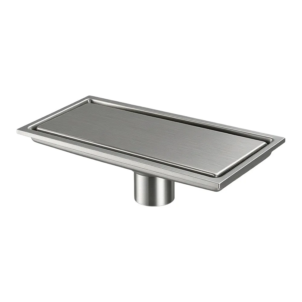 2in1 Flat Linear Shower Drain with Brushed 304 Stainless Steel Build and For Tile Insert Cover for Streamlined Wet Room Layouts