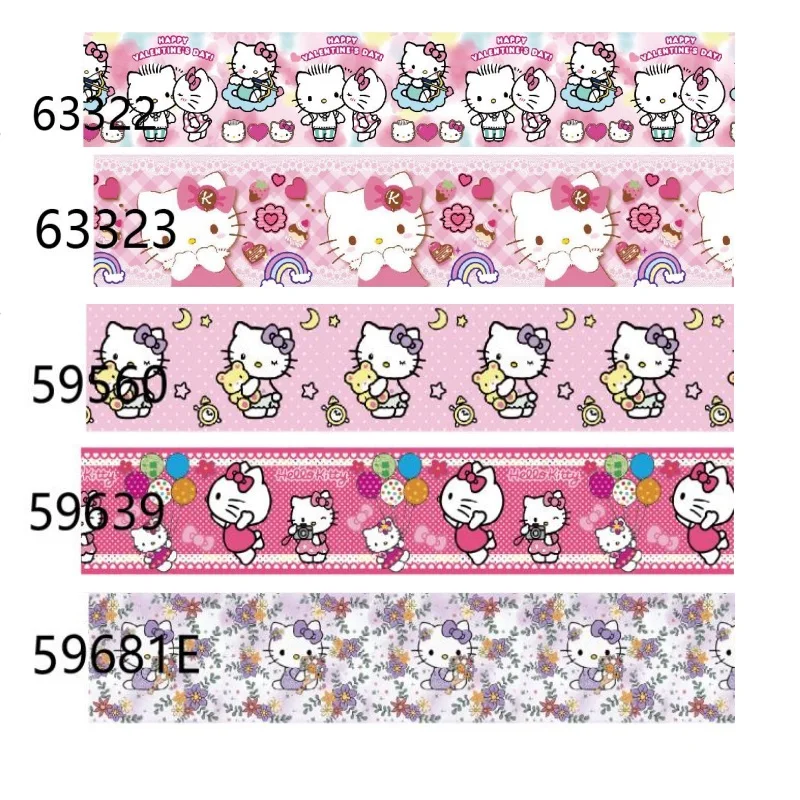 

Hello Kitty Cartoon 10yards Grosgrain Ribbon for Hairbows DIY Sewing Accessories Crafts Material