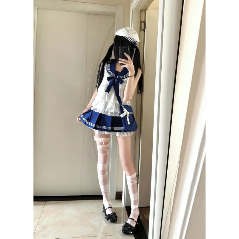 

Japan School JK Uniform Sleeveless Skirt Two-Piece Set Shirt Pleated Skirt Sailor Suit Winter Japan School Girl Uniforms