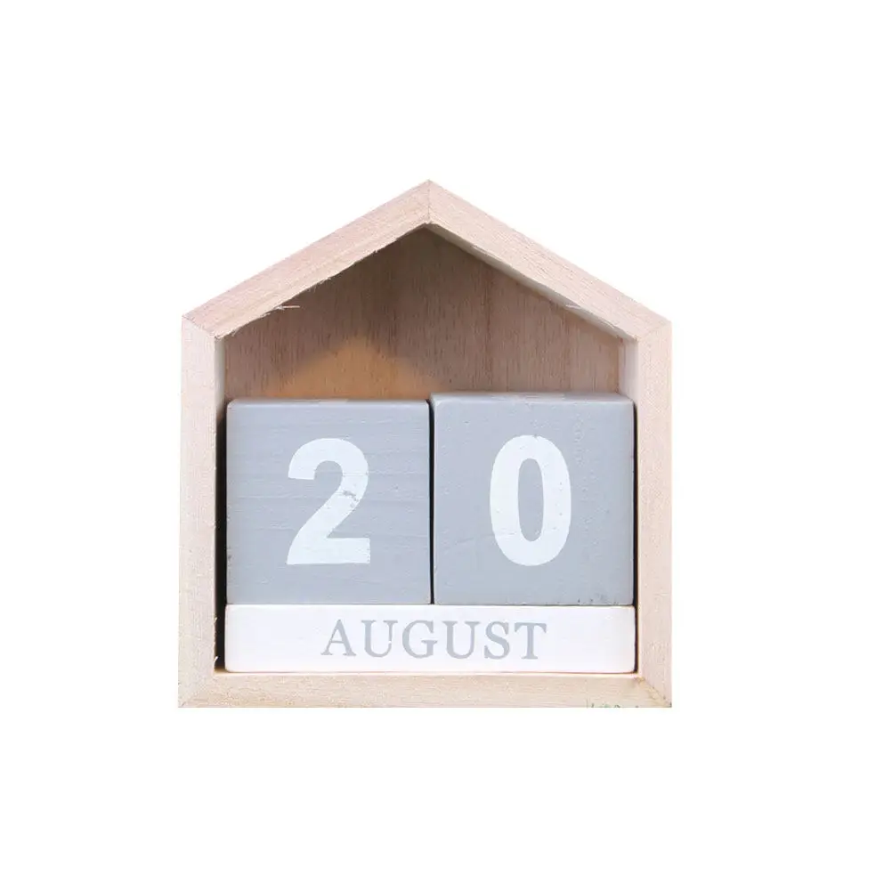 

1Pcs Wooden Retro Style Desk Calendar Manual Date Shape Desktop Ornament Office Home Decoration Desktop Calendar