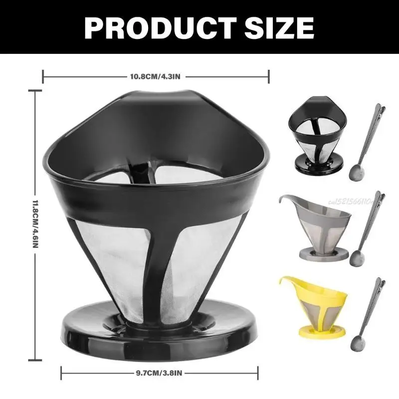 27RB مرشحات القهوة من الفولاذ المقاوم للصدأ شاشة مرشح القهوة قابلة لإعادة الاستخدام مع ملعقة قياس مناسبة لصانعي القهوة