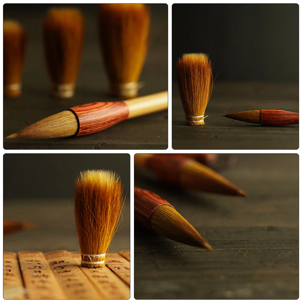 1Pcs High Quality Wolf Hair Calligraphy Brush Chinese Sumi Drawing Pen with Lanyard for Easy Washing Drying Art Supplies