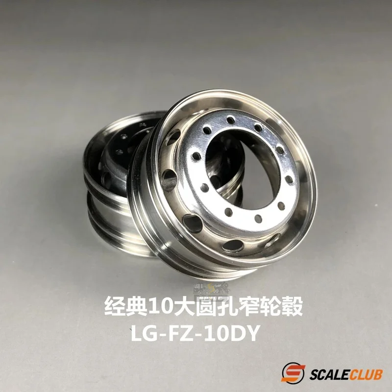 Scaleclub Model 1/14 Drag Head Mud Upgrade Stainless Steel Wheel Classic 10 Big Round Hole For Tamiya  Lesu Rc Truck