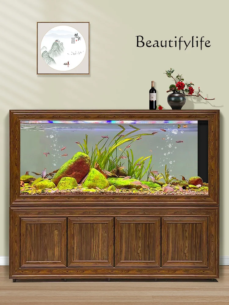 

Chinese ultra-white glass fish tank living room home office screen partition large bottom filter aquarium