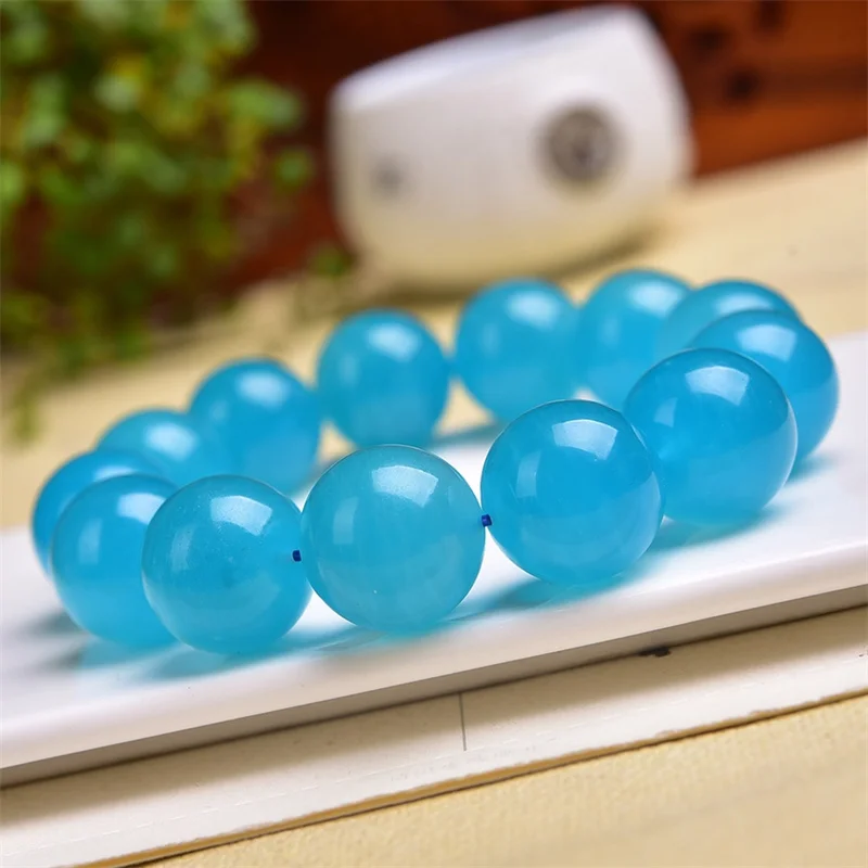 18MM Natural Amazonite Bracelet Handmade Round Beads Bracelets Couple Energy Yoga Bracelet Men Women Jewelry 1pcs