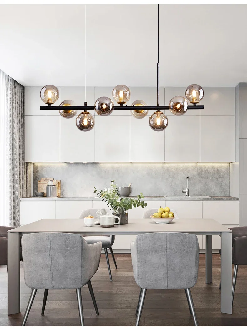 Modern Glass Ball Ceiling Chandelier for Table Dining Living Room Kitchen Island Pendant Lamp Home Decor Indoor Lighting Fixture