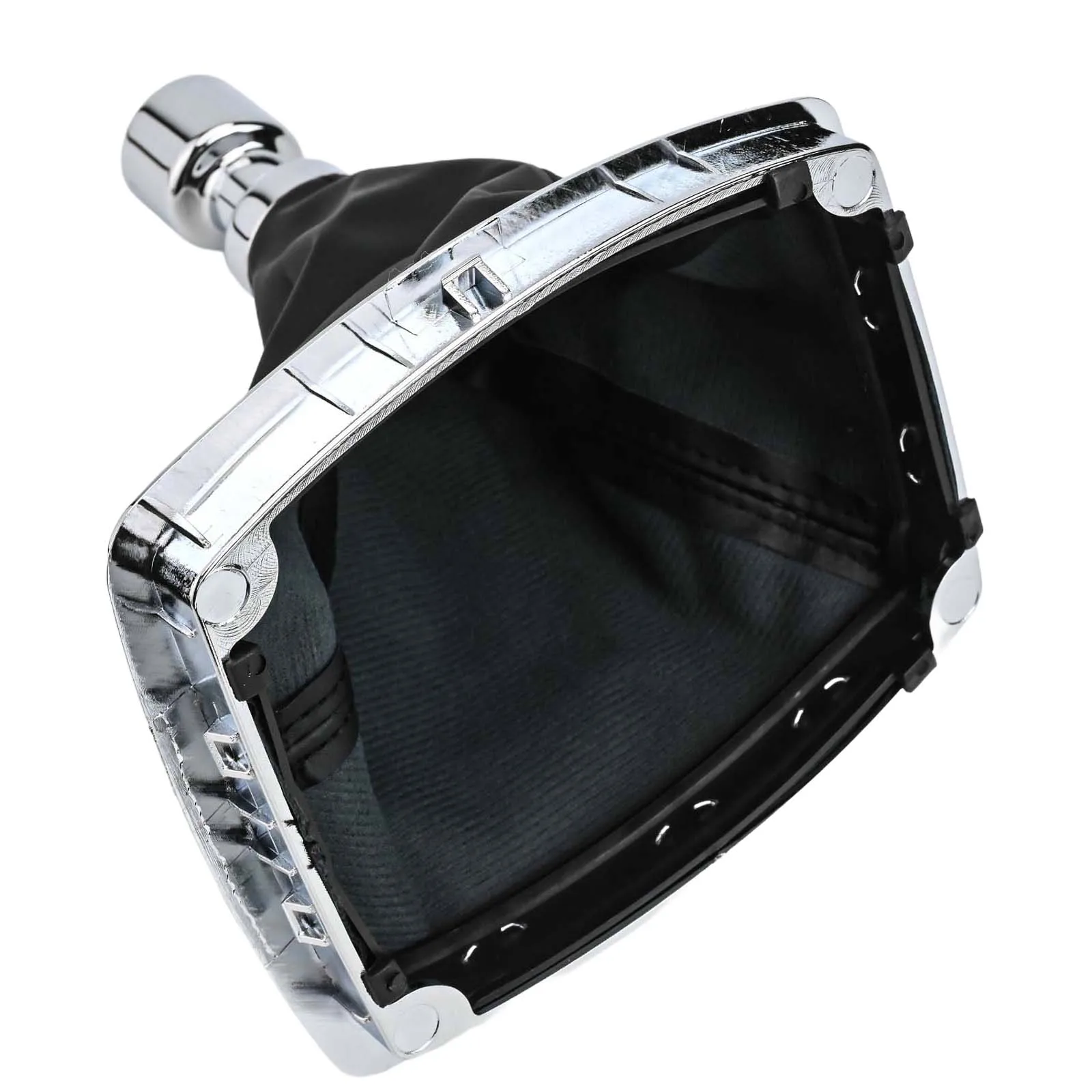 Black Silver Car Gear Knob Trim Chrome Gear Knob Leather And Plastic Robust Construction Aesthetic Enhancement