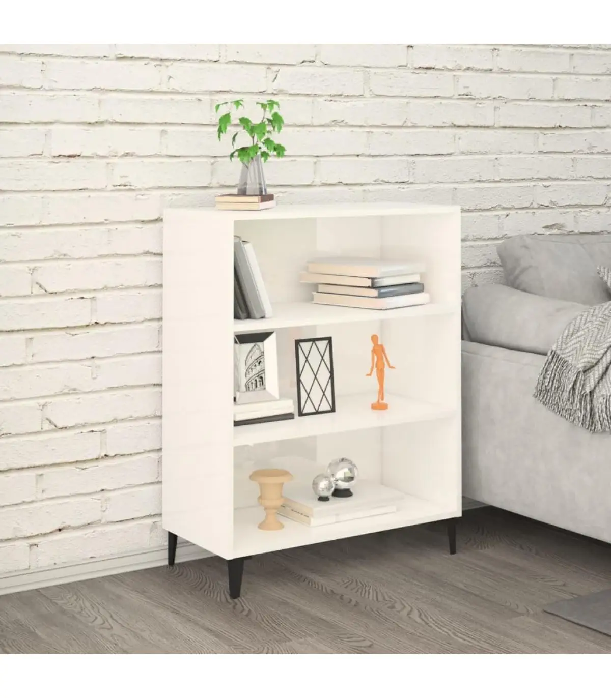 Sideboards glossy white plywood 69,5x32,5x90 cm