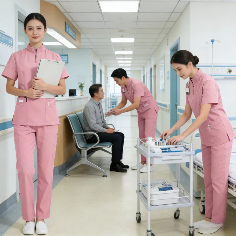 

Durable Solid Color Scrub Suit for Medical Professionals Straight Leg Pants Design Comfortable Workwear for Doctors Nurses