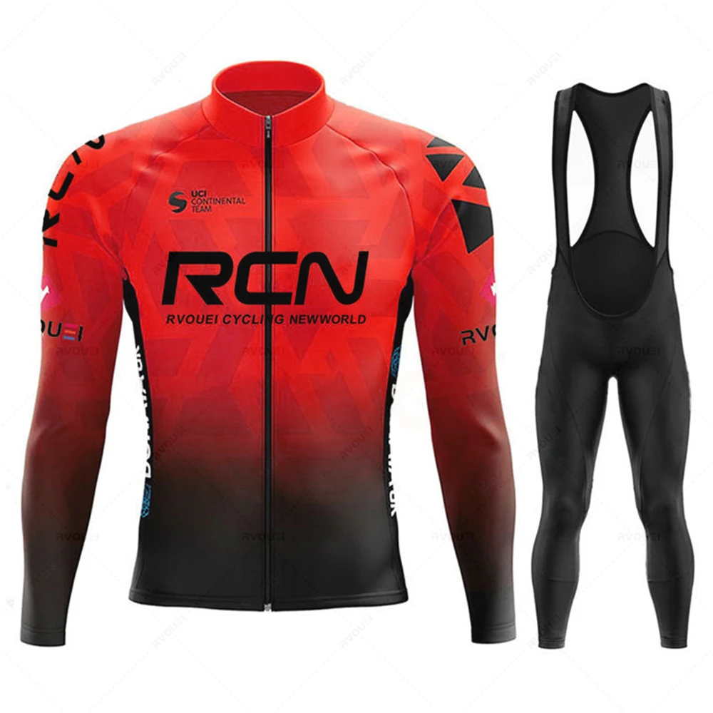 New 2023 Rcn Autumn Cycling Jersey Bib Pants Set Ropa Ciclismo Bicycle MTB Clothing Road Bike Suit Men Long Sleeve Bicicleta Set