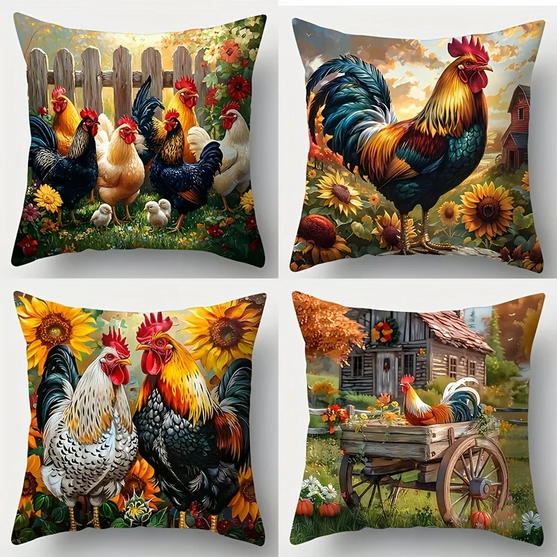 4Pcs 45x45cm Seagull Pillow Covers Double-sided Printed Cushion Cases No Insert