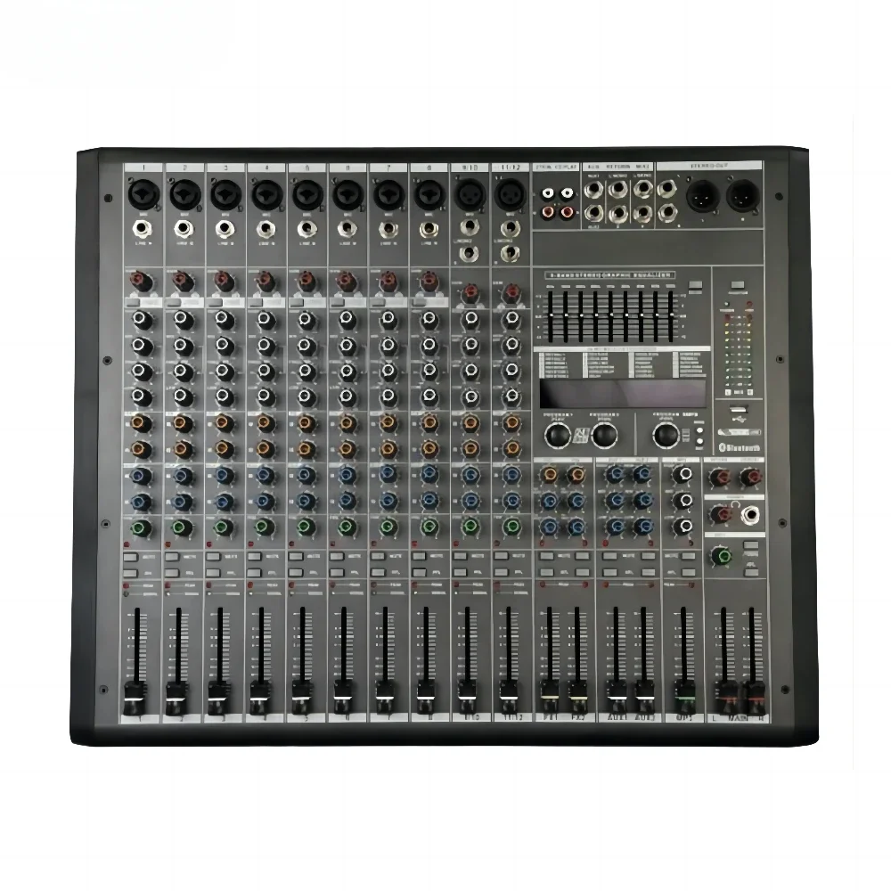 Gooermi AR12 8Mono 2Stereo Channels 24-Bit Double Effect 64GB MP3 Recording Passive Mixer