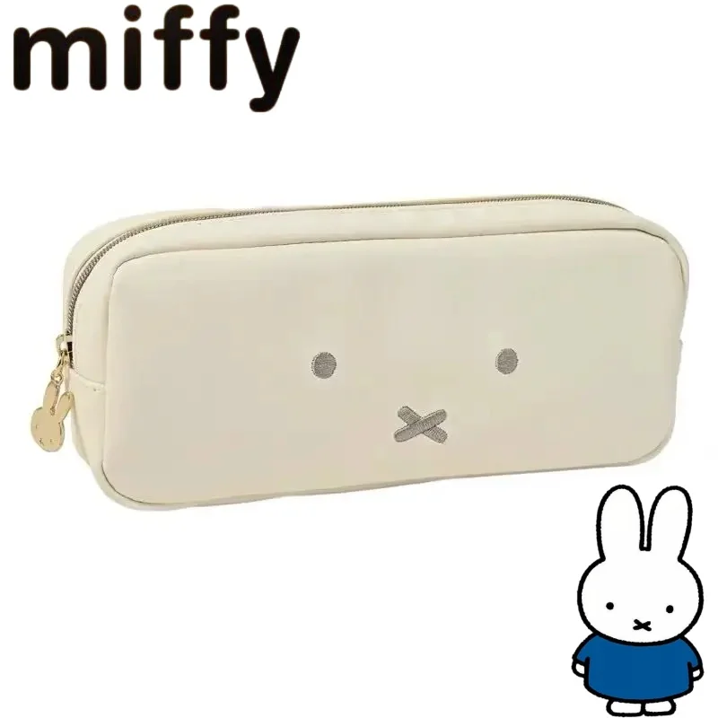 Étui à crayons portable de grande capacité pour hommes et femmes, motif de dessin animé créatif, lapin Miffy simple, doux et mignon, nouvelle mode