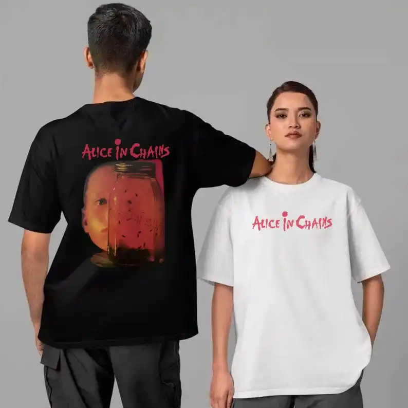 Vintage Alice In Chains Print Short Sleeves T-shirt Grunge Rock Band Graphic Men Women 90s Alternative Music Merch Gift For Fan