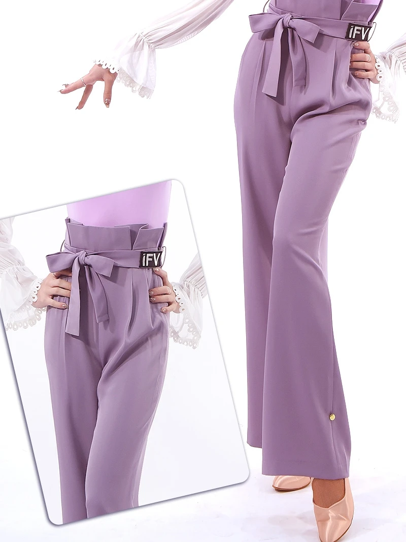 

Modern Latin Dance Pants High Waist Women's Practice Bloom Thiened National Stand Autumn Winter Long Dance Pants