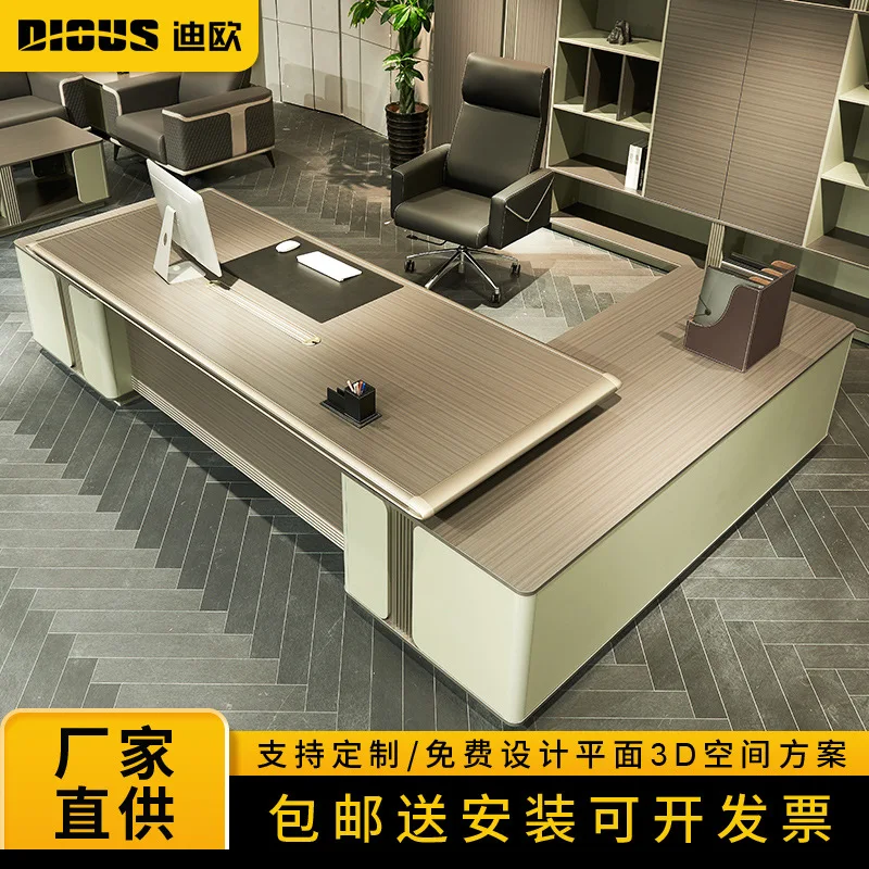 Fashion light luxury office furniture boss table simple modern class desk president manager office desk and chair combination