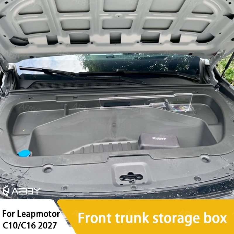 Car Front Trunk Storage Box For Leapmotor C10 C16 EV 2027 Newest Front Trunk Organizer Engine Hood Storage Box Auto Accessories