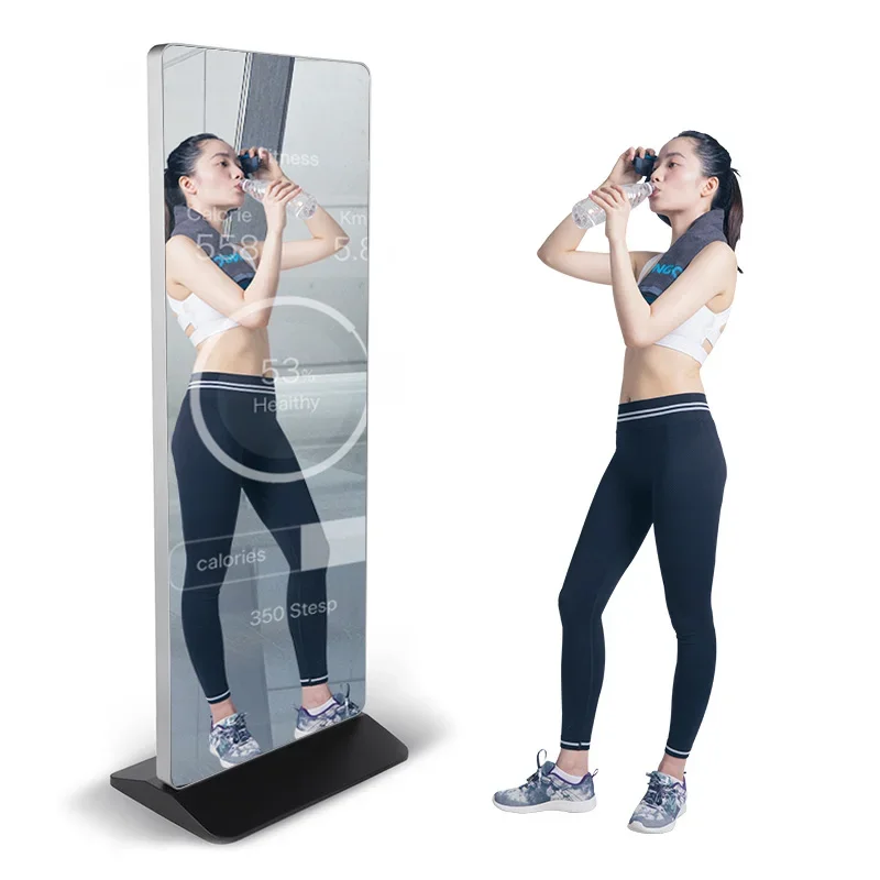 Wall Mount Floor Stand Bathroom Dressing Weight Mirror Smart Magic Mirror Sport Gym Fitness Mirror With LCD Android Touch Screen