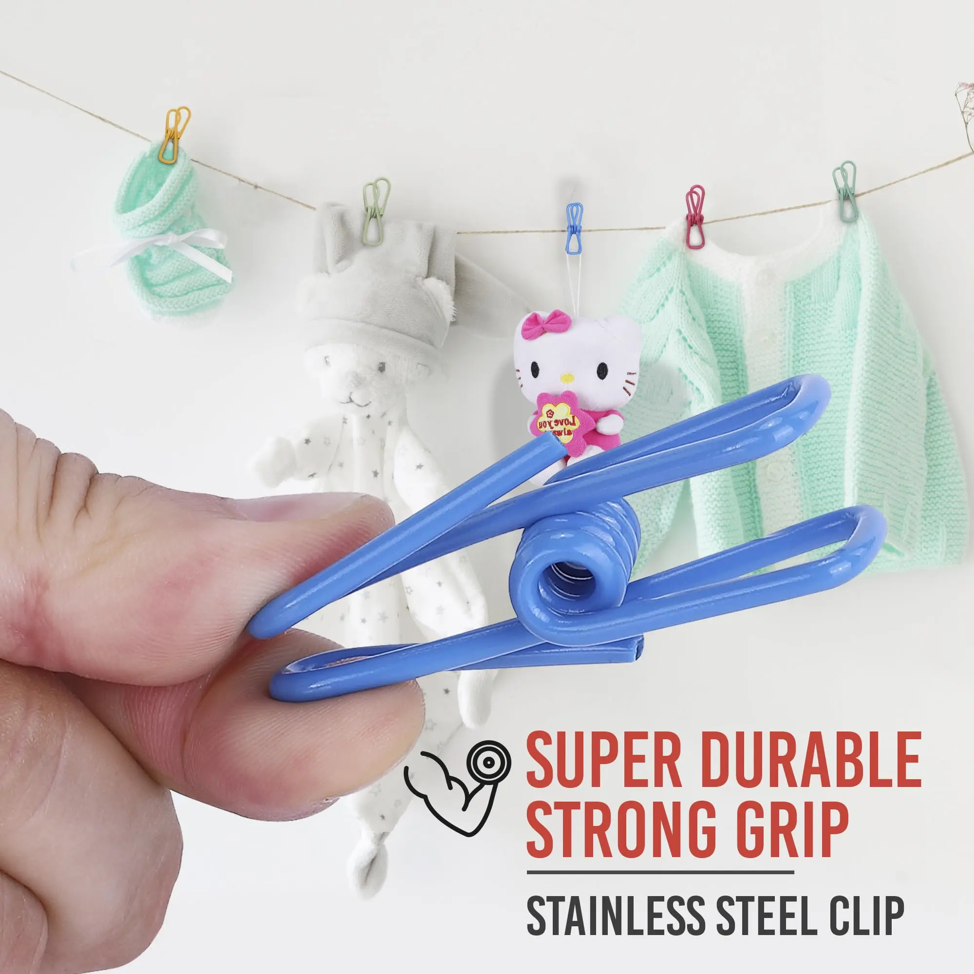 20pcs Chip Clips, PVC-Coated Steel Utility Clips for Sealing Food Packages, Chips Bags, Clothes & Paper, Heavy Duty Multi-Purpose Pegs, Random Color