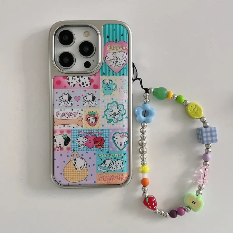 حافظة هاتف ملونة بنمط جرو لطيف لهاتف آيفون 16 16Pro 16ProMax 15 15Pro 15ProMax 14 14Pro 14ProMax 13 13Pro 13ProMax