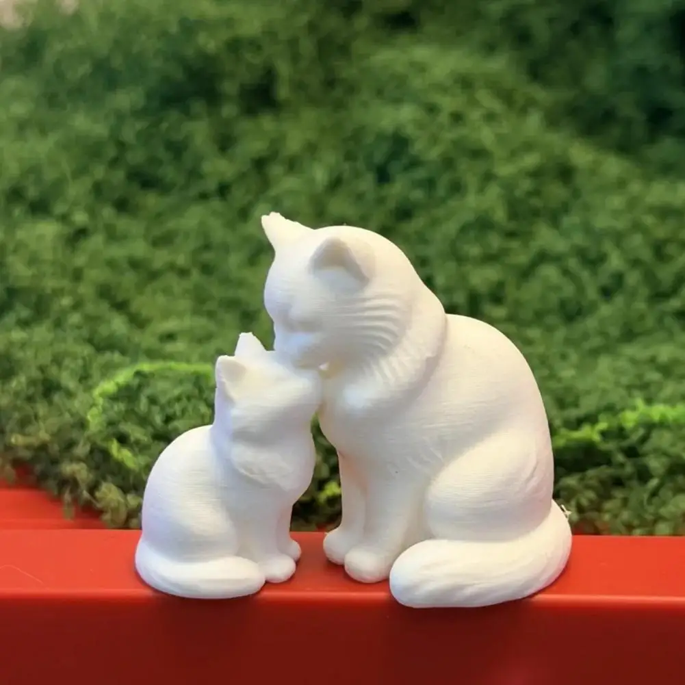 Small Cat Statue Cat Figurine Decoration Cute Cat Figurine Sculpture 3d Printed Mother Kitten Statue for Office for Lovers