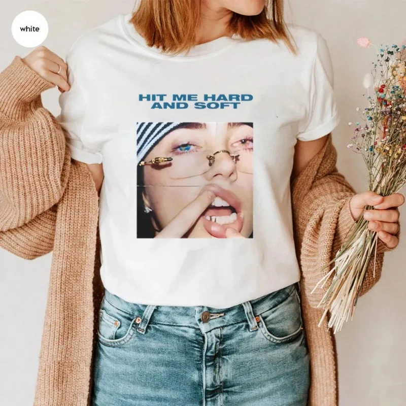 2024 New Album Hit Me Hard and Soft Gildan New Album L AMOUR DE MAvie B.Eiilish Song Cotton T-shirt Unisex Y2K Printed Top Tee