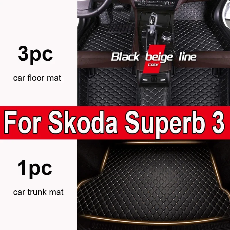 

Thickening Custom Automotive Car Floor Mats For Skoda Superb 3 2016 2017 2018 2019 Auto Luxury Leather Men Women Car Mats Full C
