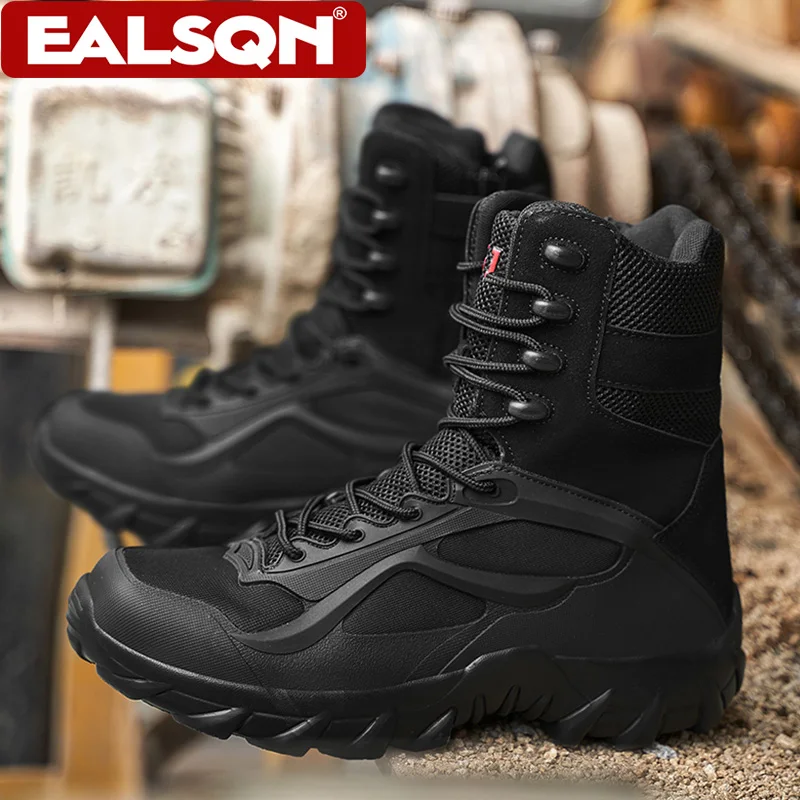 Men's Shoes High Top Hiking Boots Tactical Special Forces Field Man Boot Outdoor Non-Slip Durable Training Hunting Boots