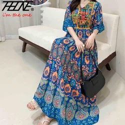 Indian Dress for Women Summer Embroidery Chic Elegant Party Dresses Clothes Vintage Long Maxi Prom Bohemian Beach Robe Vestidos