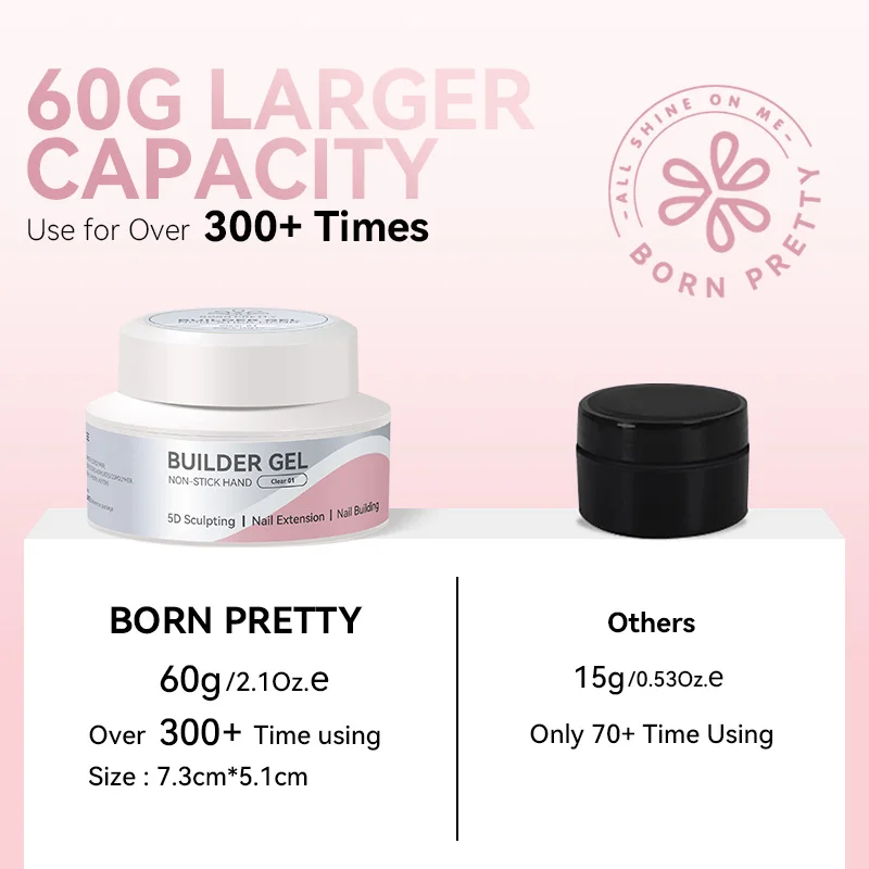 BORN PRETTY 60g Clear Non-Stick Hand Extension Gel Nail Polish 5D Shaping/Sculpting/Carving Hard Gel DIY Nail Art at Home